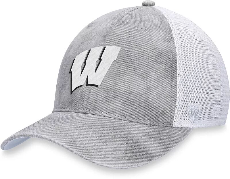 

Мужская кепка Top of the World Wisconsin Badgers серо-серого цвета с оригинальной сеткой Trucker Hat