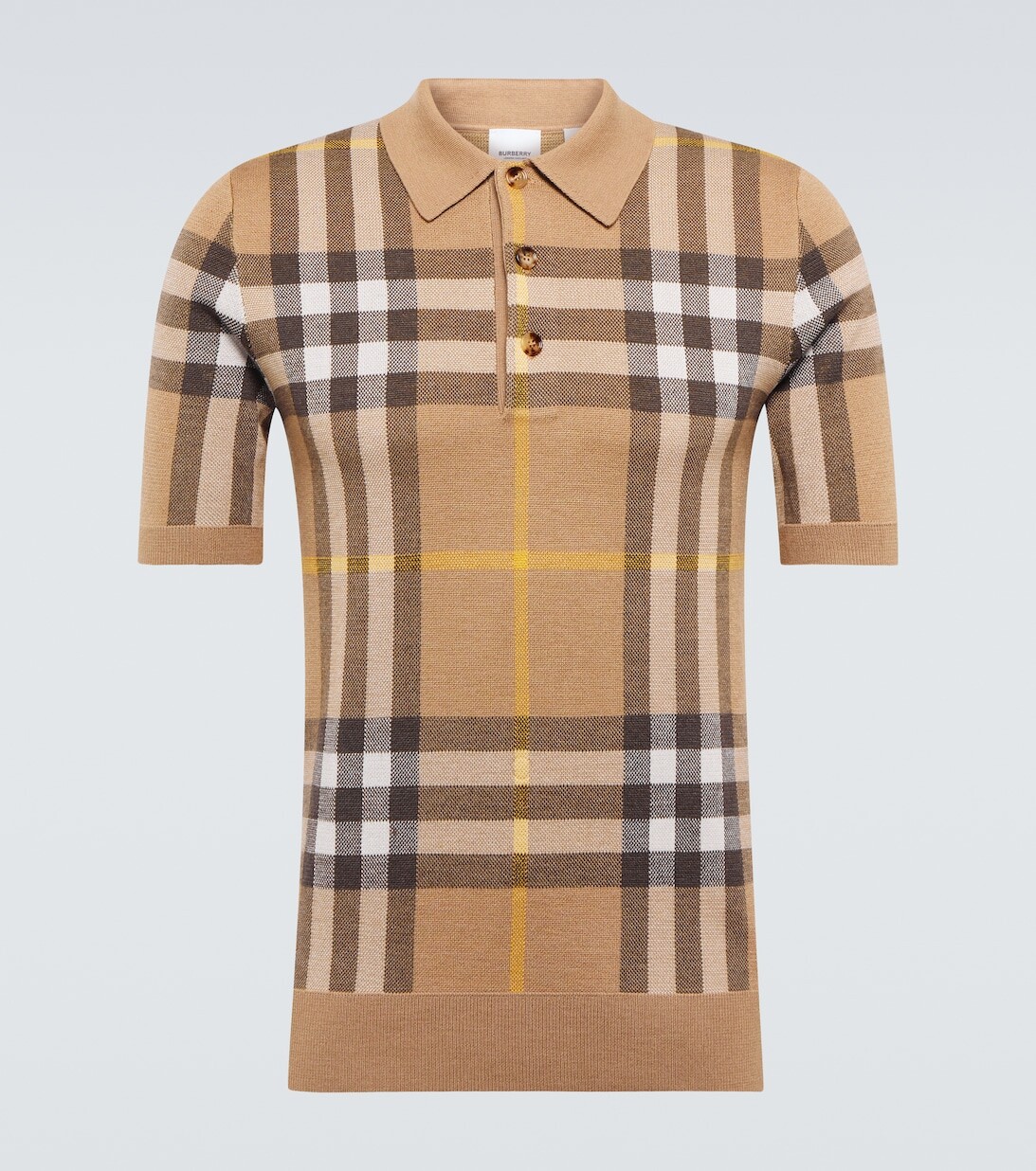 

Свитер-поло из шелка и шерсти в клетку Burberry, разноцветный, Коричневый