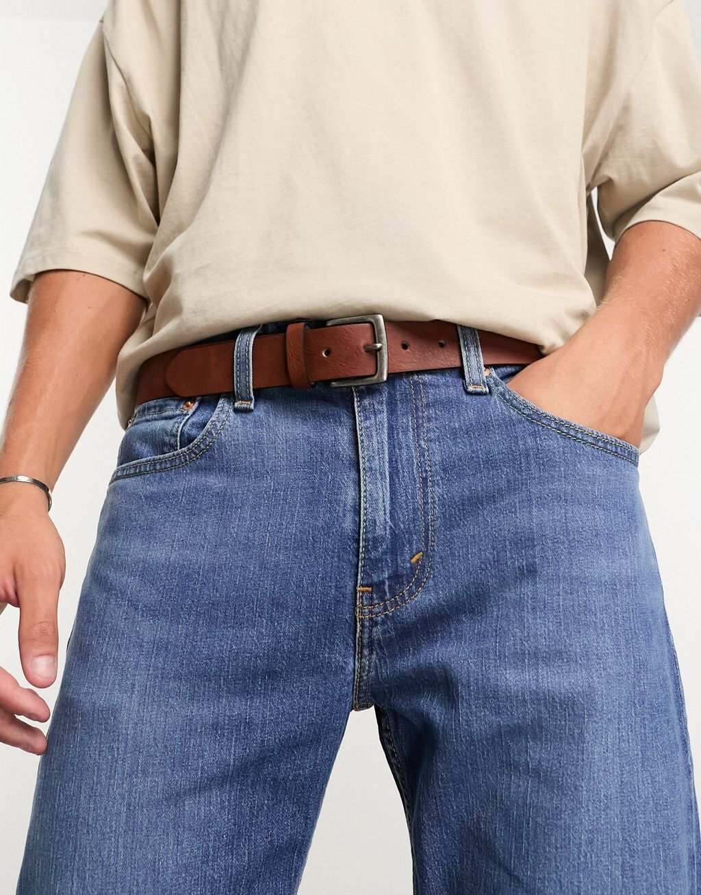 

Коричневый ремень из искусственной кожи Pull&Bear