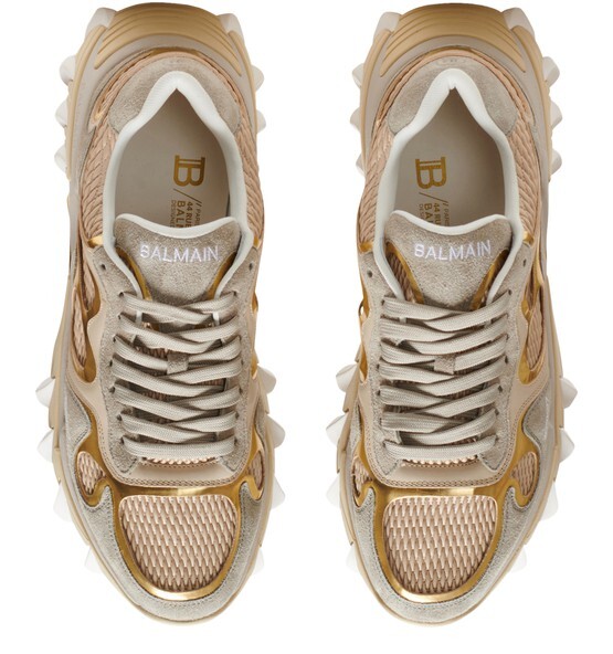 

Кроссовки B-east из кожи, замши и сетки. Balmain