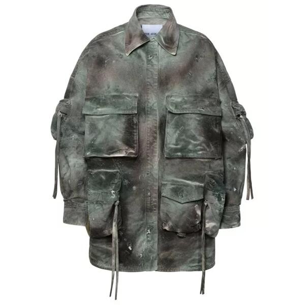 

Пальто fern' short coat in camouflage denim The Attico, зеленый