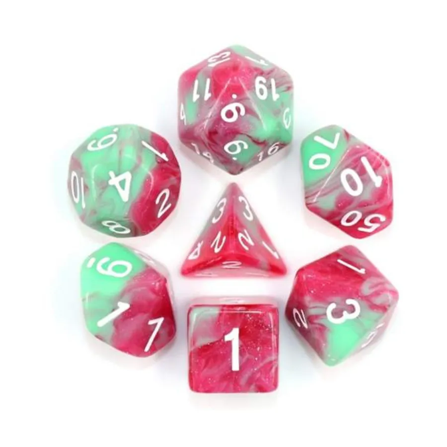 

Набор Poly — клубничный крем с белым (7), Dice Sets - Resin/Acrylic - Rainbow & Multi-Colored (Foam Brain Games)