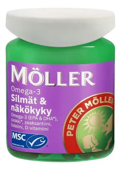 

Витамины для глаз и зрения Möller Omega-3, 80 капсул