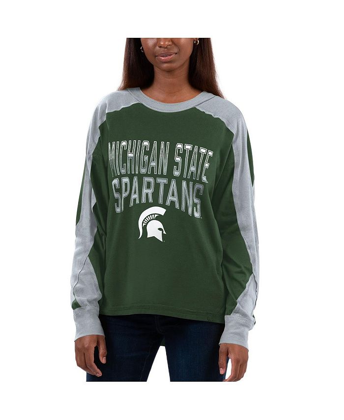 

Женская зелено-серая футболка оверсайз с длинным рукавом Michigan State Spartans Smash G-III 4Her by Carl Banks, зеленый