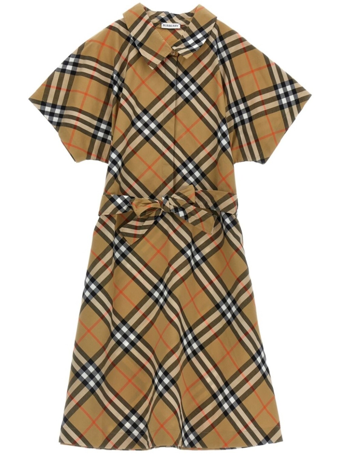 

Клетчатое хлопковое платье Burberry Kids, нейтральный цвет