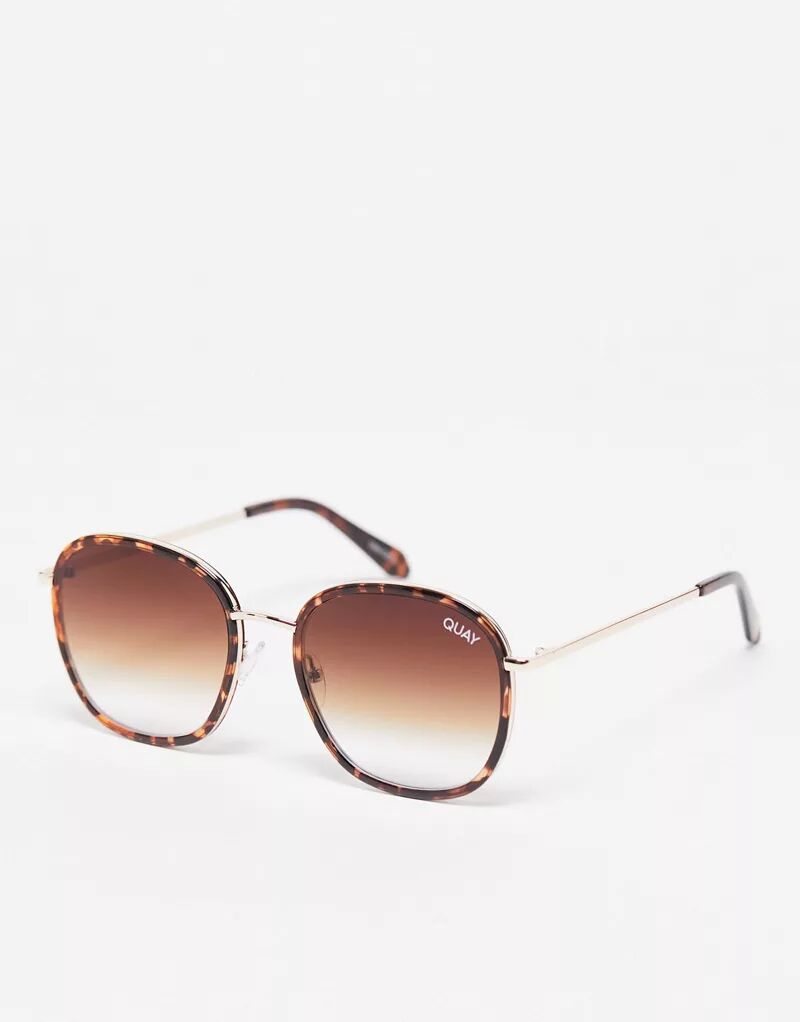 цена Коричневые солнцезащитные очки черепаховой расцветки с градиентной инкрустацией Quay Jezabell Quay Australia