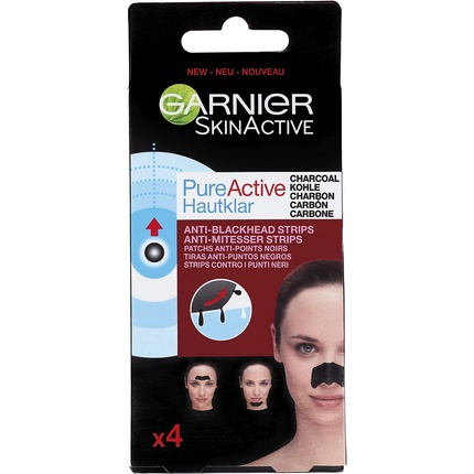 Skin Pure Active Charcoal полоски для удаления черных точек, Garnier