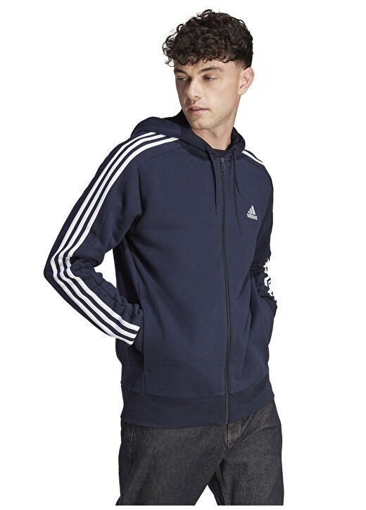 

Темно-синяя - белая мужская куртка на молнии Adidas, Синий