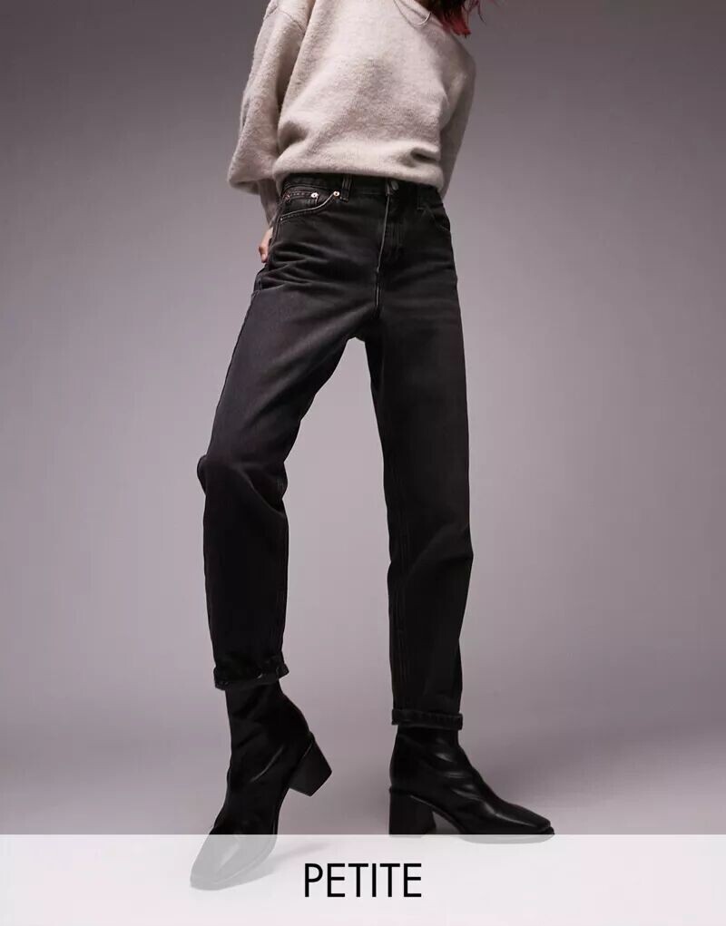 

Черные стираные джинсы Topshop Mom