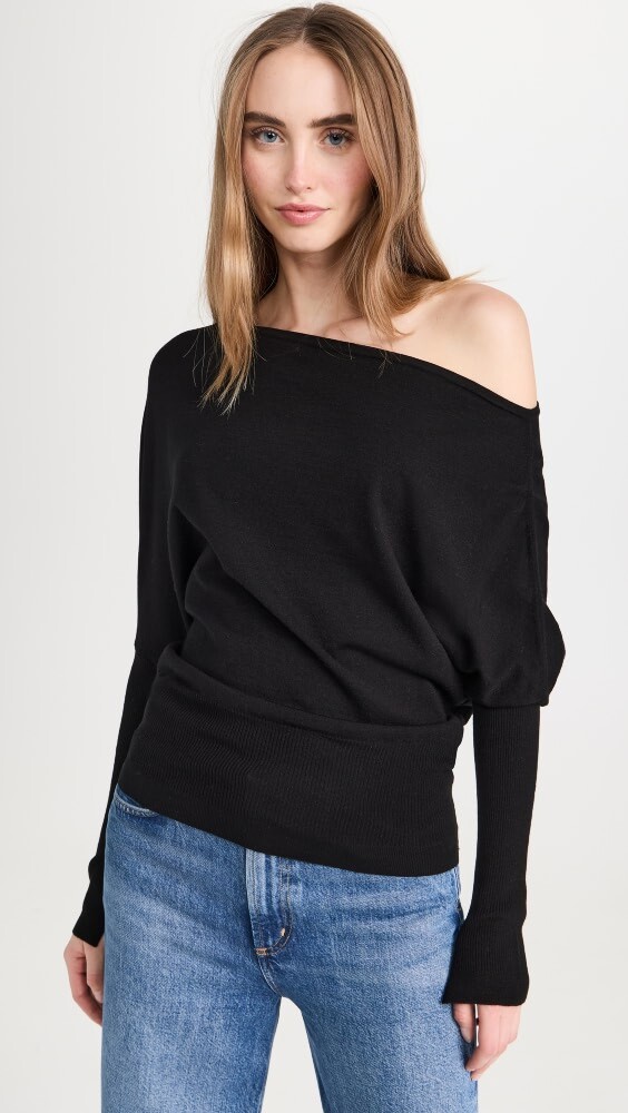 

Свитер SIMKHAI Lavina Draped Off Shoulder, черный