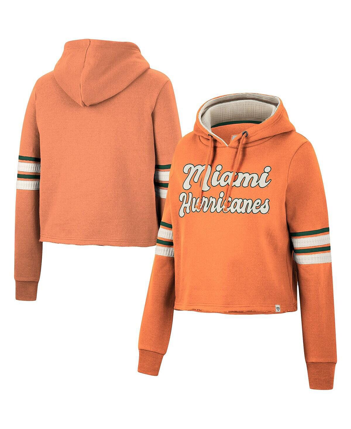 

Женский укороченный пуловер с капюшоном оранжевого цвета в стиле ретро Miami Hurricanes Colosseum, Оранжевый