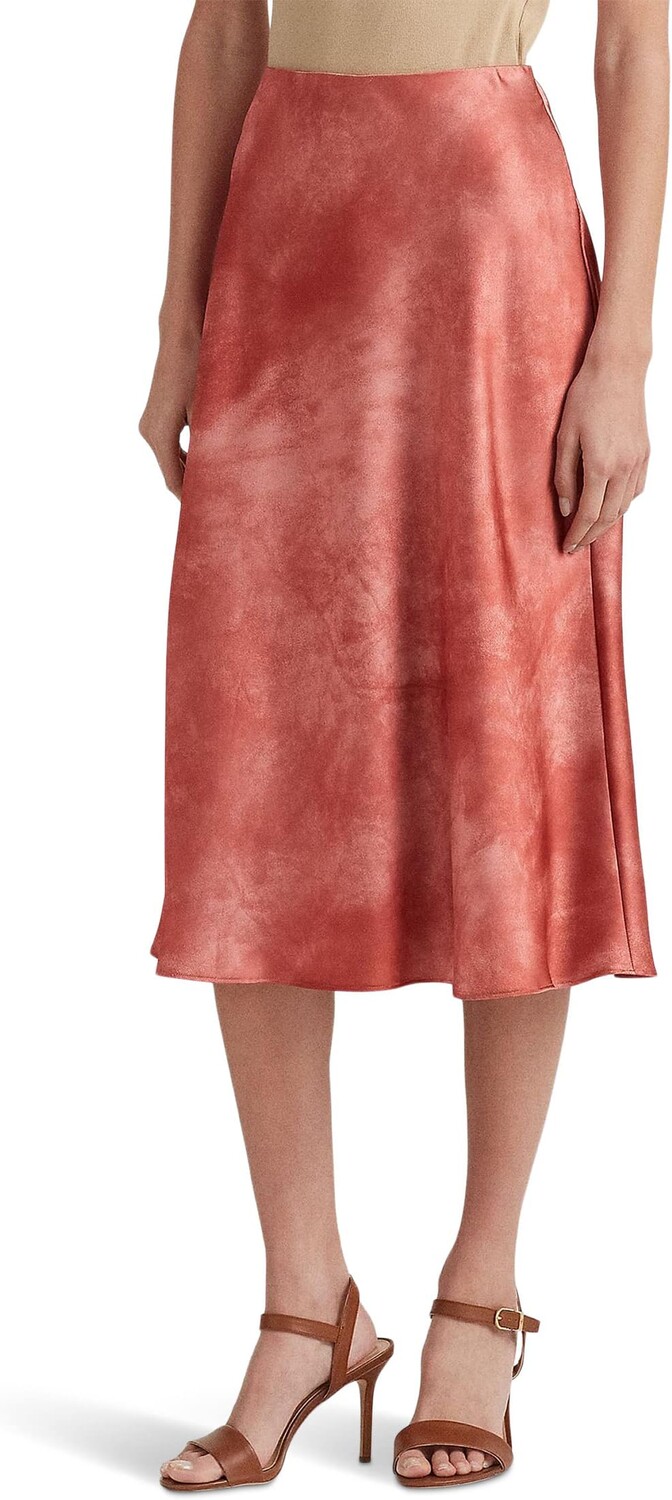 

Атласная юбка с принтом тай-дай LAUREN Ralph Lauren, цвет Red Sunstone Multi