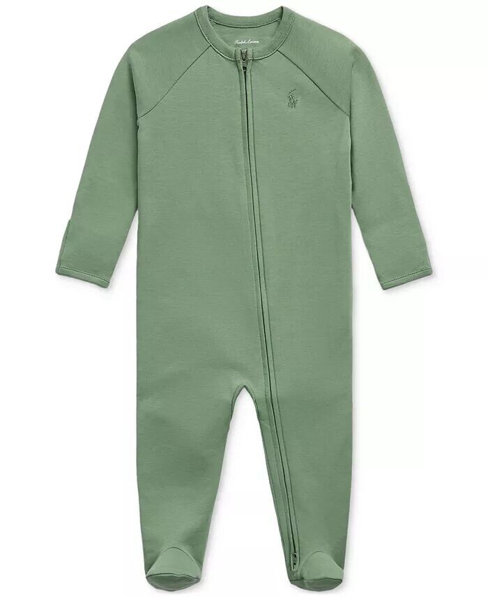 

Хлопковый комбинезон на молнии с интерлоком для маленьких мальчиков Polo Ralph Lauren, зеленый