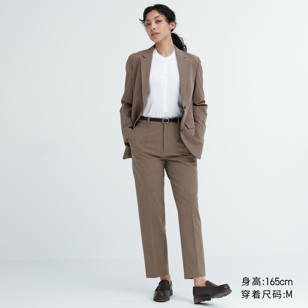 

Брюки Uniqlo Nine-Point эластичные повседневный, коричневый