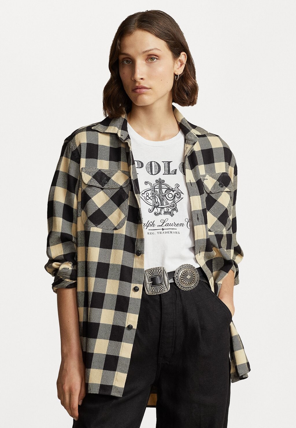 

Рубашка Polo Ralph Lauren РУБАШКА НА ПУГОВИЦАХ С ДЛИННЫМ РУКАВОМ, цвет cream/black