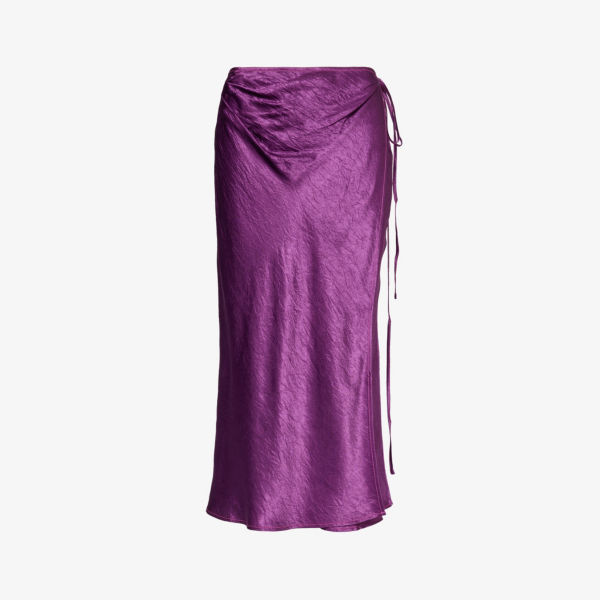 Атласная юбка миди lala с боковыми разрезами Acne Studios, фиолетовый