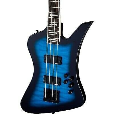 jackson js series kelly™ js32 rosewood fingerboard snow white электрогитара серия js kelly™ Басс гитара Jackson JS Series Kelly Bird JS3Q - Transparent Blue Burst Bass