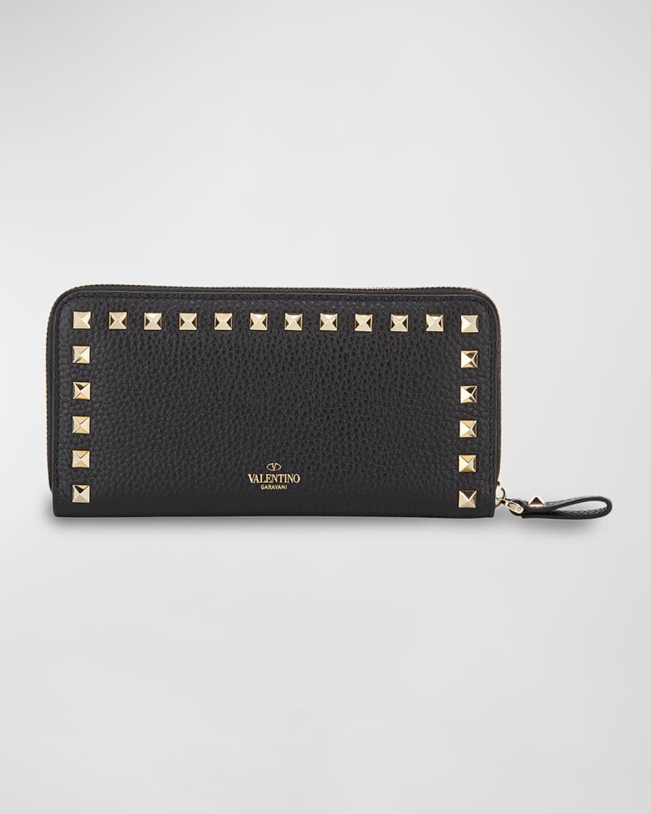 

Кожаный кошелек Rockstud Continental Valentino Garavani, Серый, Кожаный кошелек Rockstud Continental Valentino Garavani