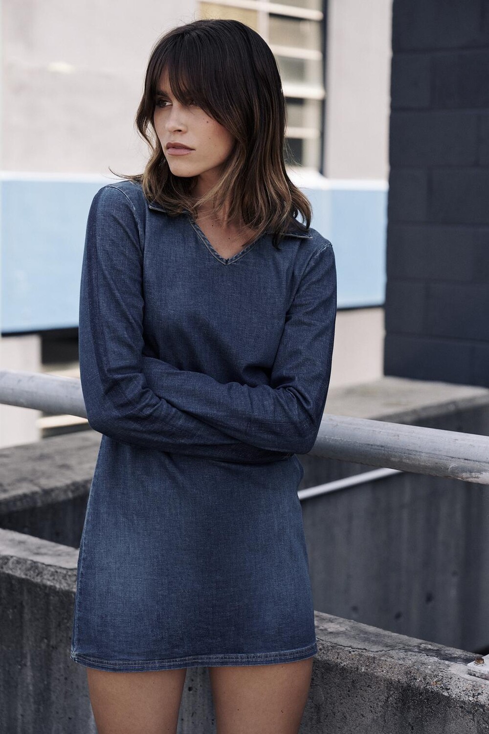 

Платье поло trf из денима ZARA, синий