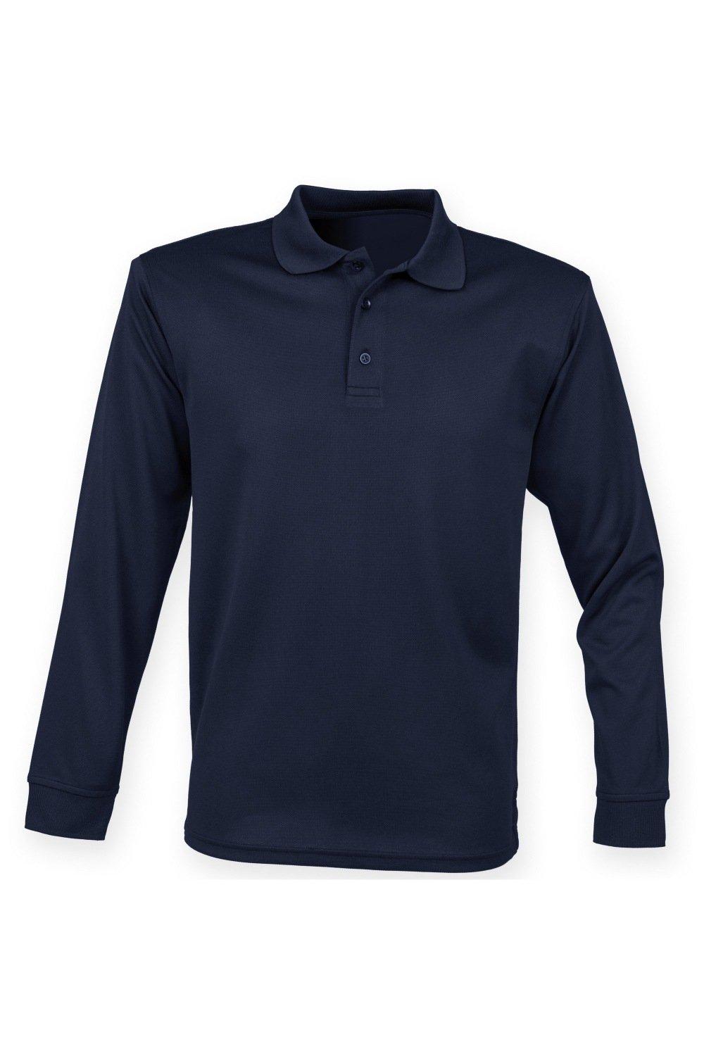 цена Влагоотводящая рубашка-поло с длинными рукавами Coolplus Henbury, темно-синий