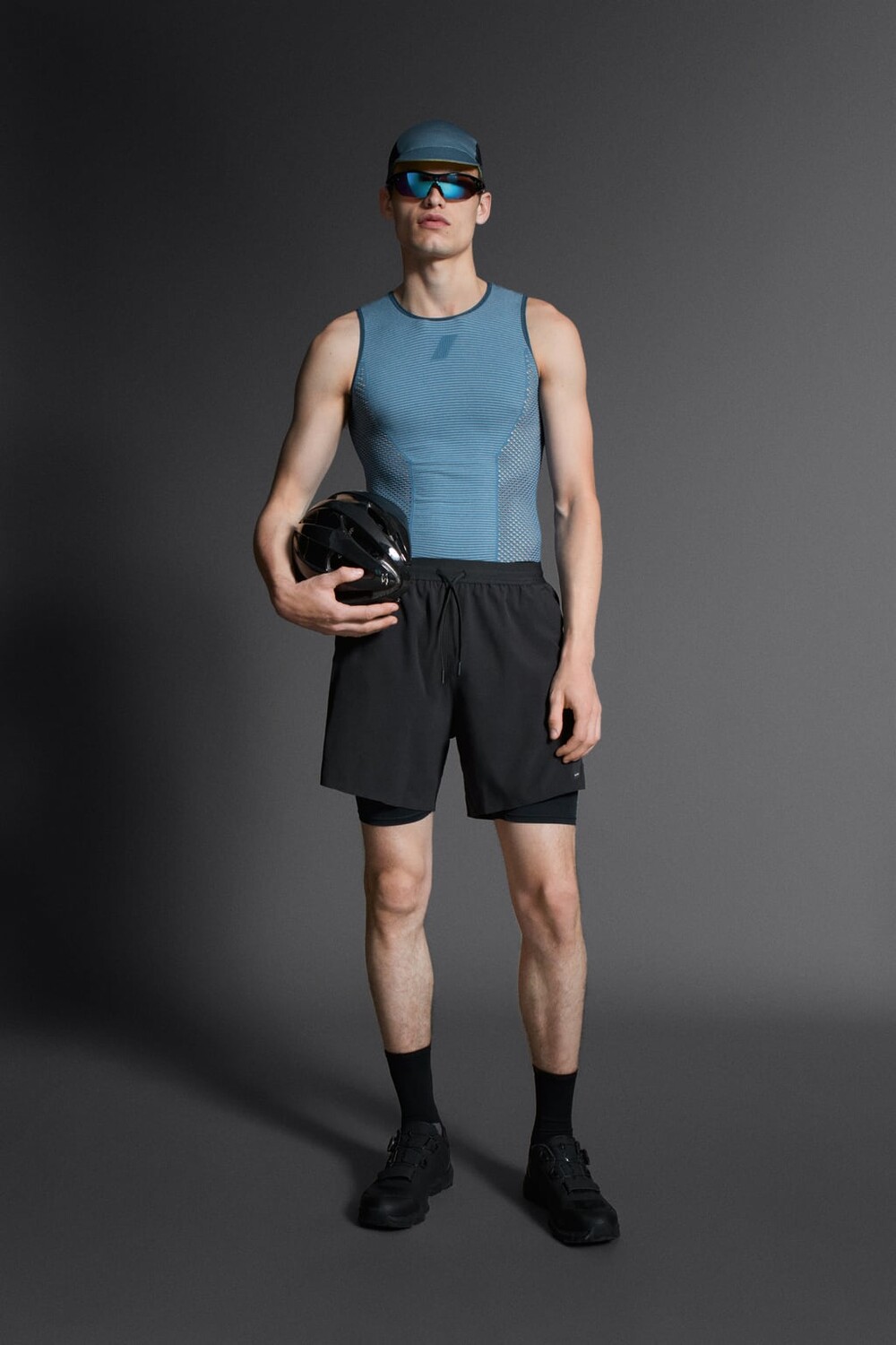 

Текстурная компрессорная футболка ZARA, синий