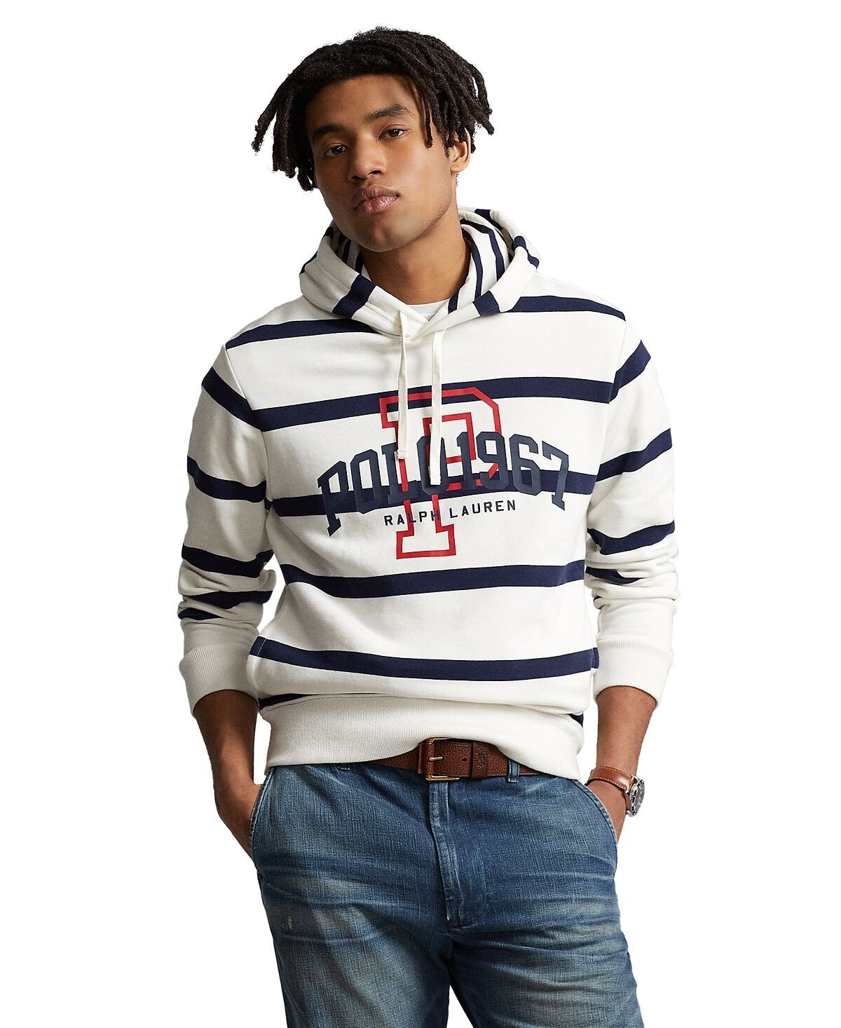 

Мужская флисовая толстовка в полоску с логотипом Polo Ralph Lauren