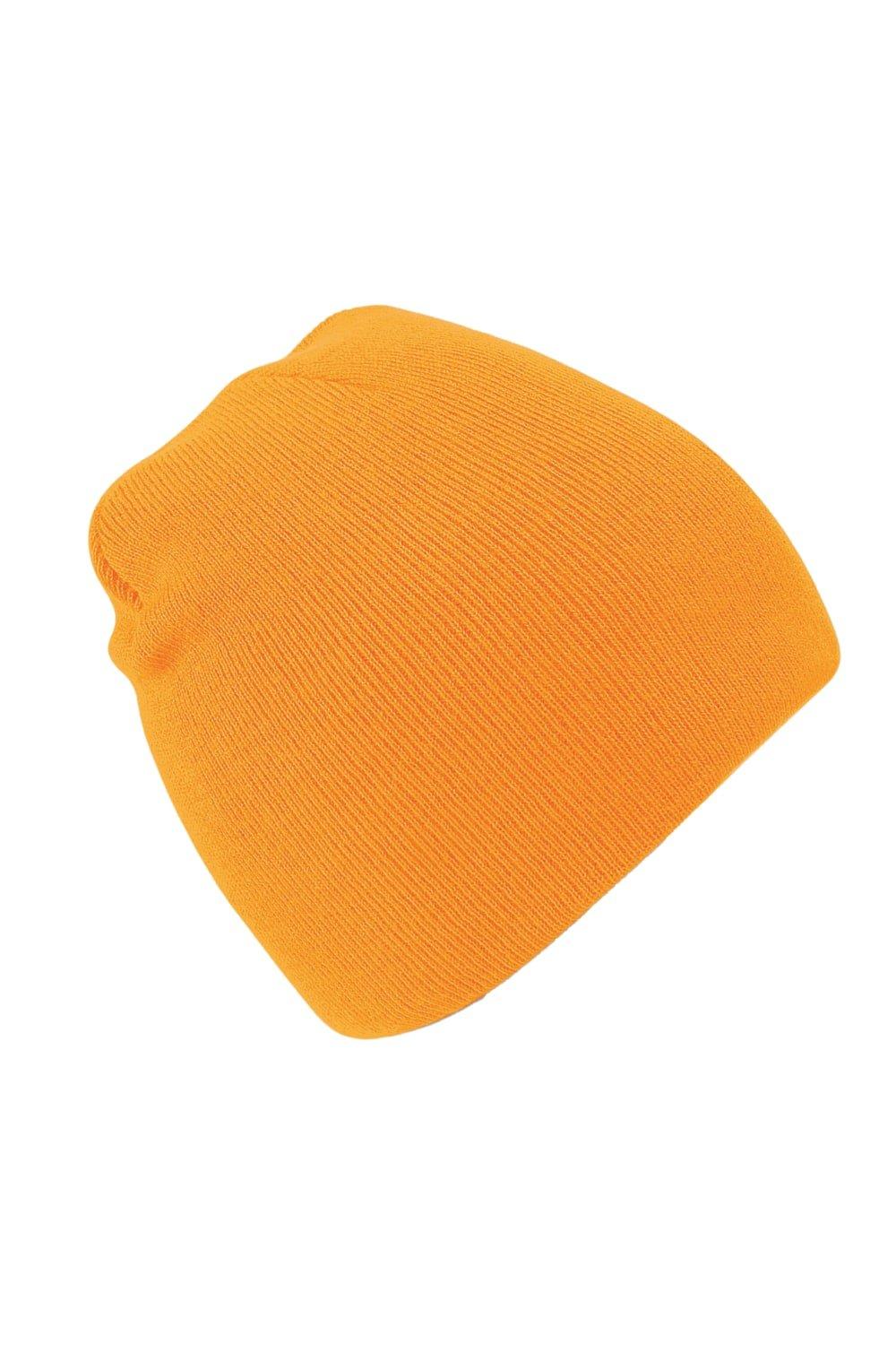 Простая базовая вязаная зимняя шапка-бини Beechfield, оранжевый