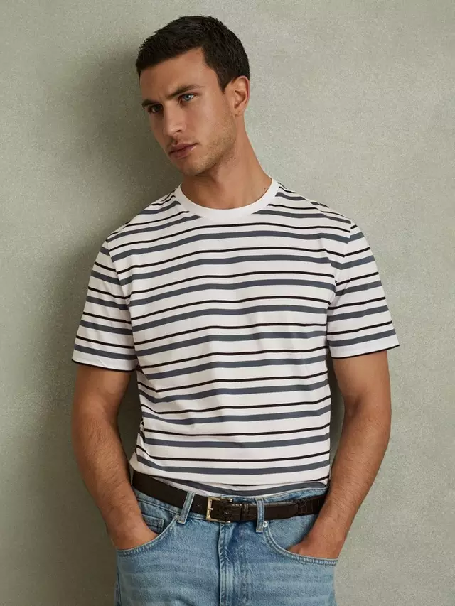 

Футболка Reiss Bonne Stripe, цвет white/airforce