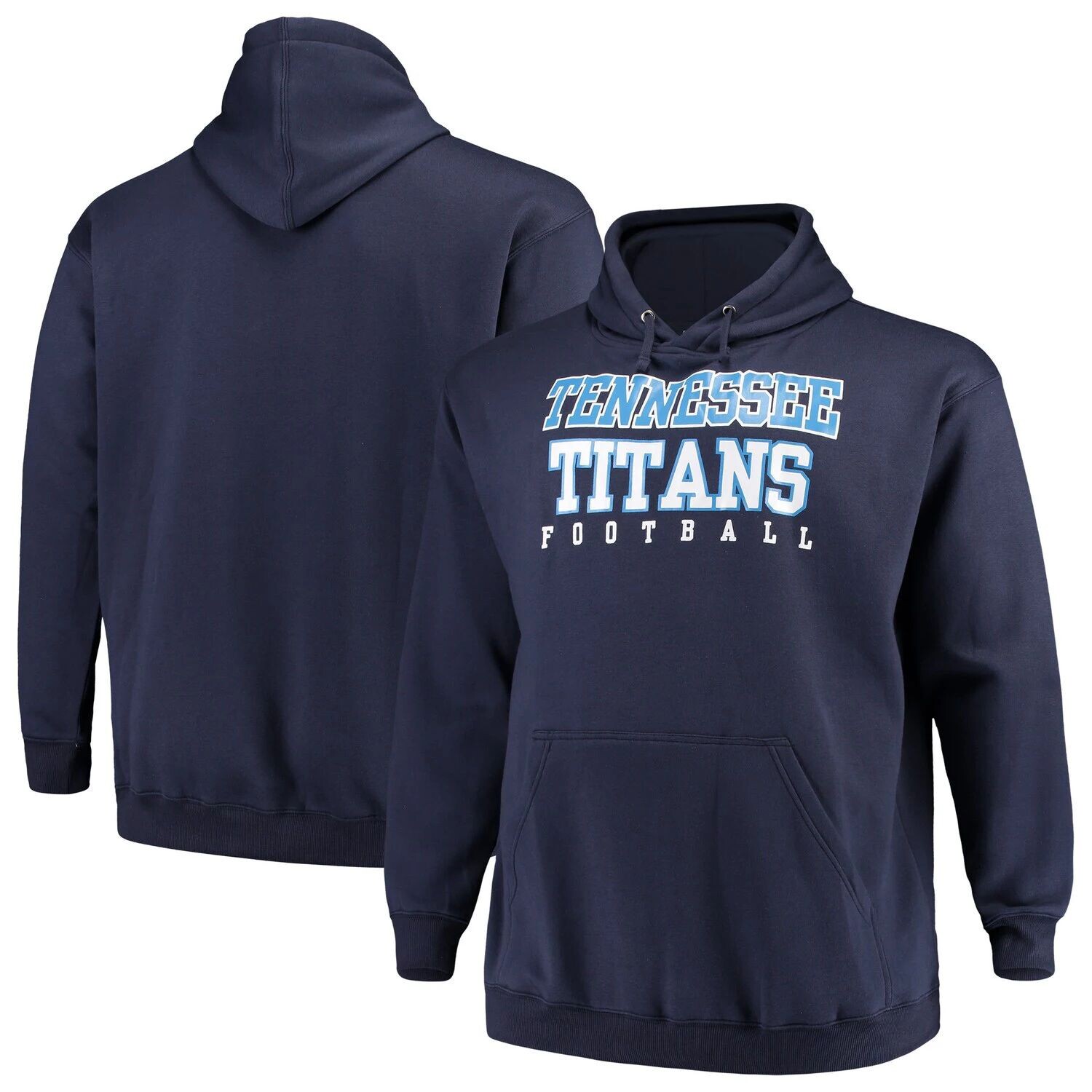 

Мужской темно-синий пуловер с капюшоном с логотипом Tennessee Titans Big & Tall Fanatics