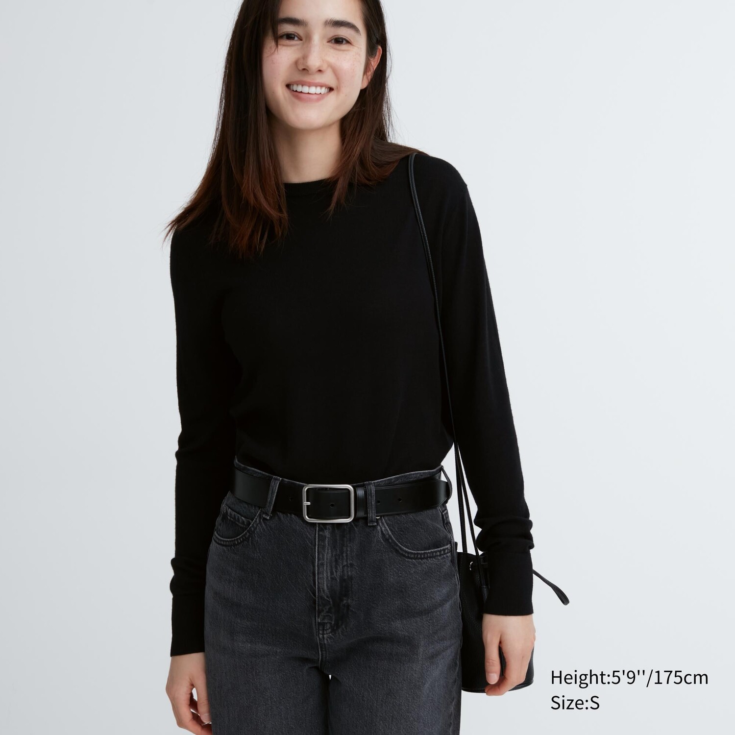 

Джемпер Uniqlo женский из шерсти мериноса с круглым вырезом, черный
