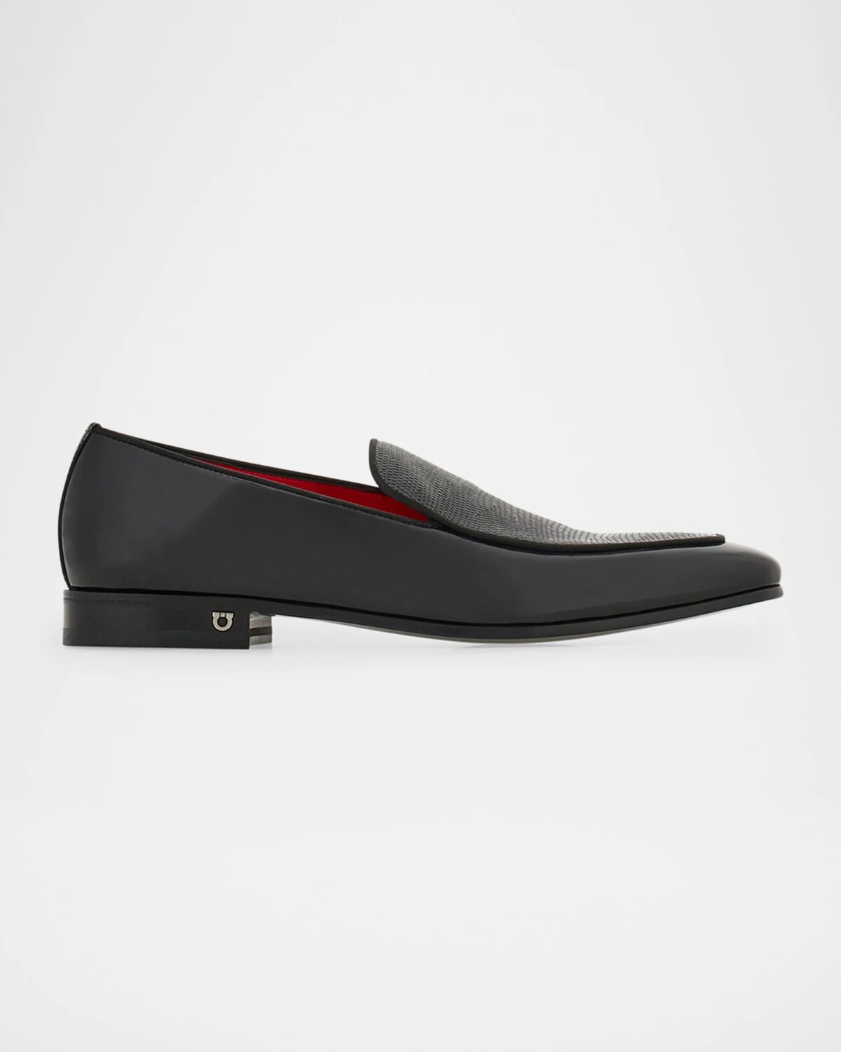 

Мужские кожаные лоферы с эффектом ящерицы Ferragamo, цвет Nero