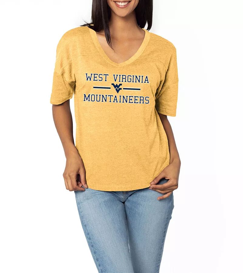 Chika-d Женская футболка West Virginia Mountaineers Gold V-Happy