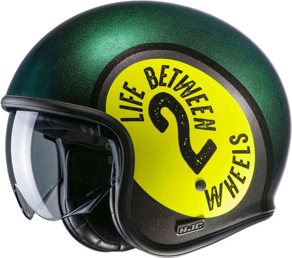 V30 Харви Реактивный шлем HJC, желто-зеленый мотоциклетный шлем gxt для мужчин и женщин шлем с открытым лицом для скутера с линзами от солнца для кафе в винтажном стиле для мотокросса