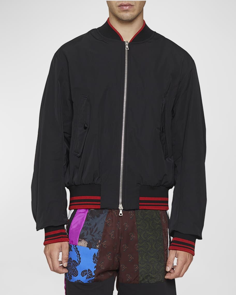 

Мужская бархатная куртка-бомбер с нашивками Dries Van Noten, Черный
