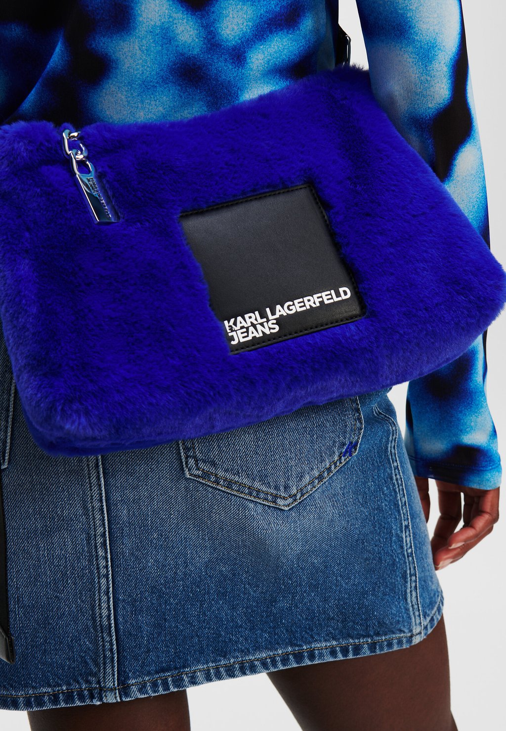 

Сумка через плечо BOX LOGO FUR SMALL HOBO Karl Lagerfeld, j Visual темно-синий