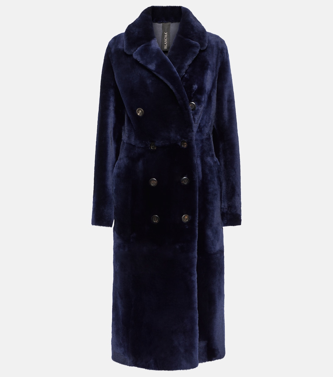 Двубортное пальто из дубленки Blancha, синий
