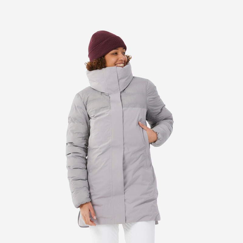 Женская теплая длинная лыжная куртка - 500 светло-серый WEDZE, цвет grau лыжная куртка теплая лыжная женская captivate 20k spyder цвет grau