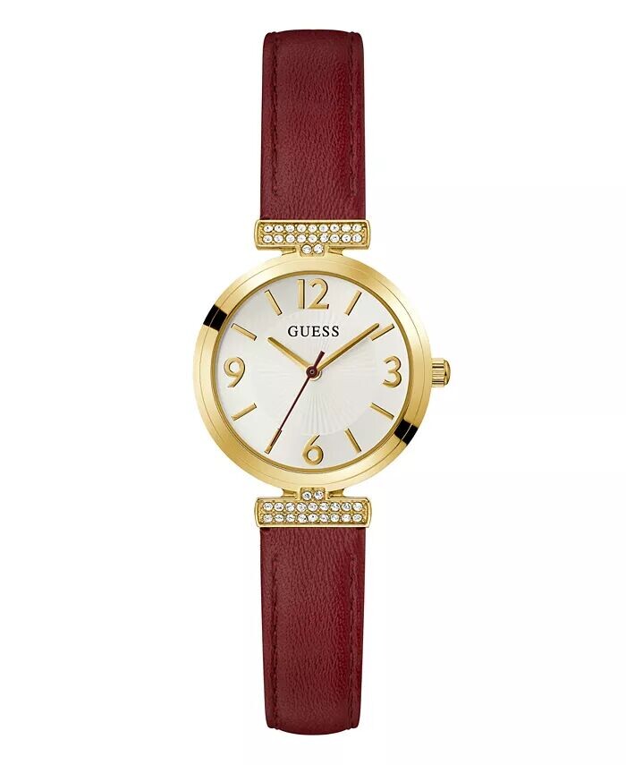 

Женские аналоговые красные кожаные часы 28 мм GUESS, красный