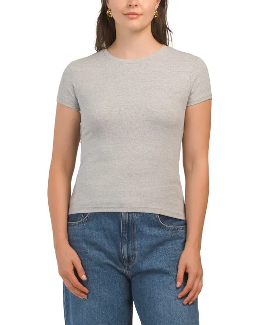 

Футболка в рубчик с короткими рукавами C&C California, цвет Heather Grey