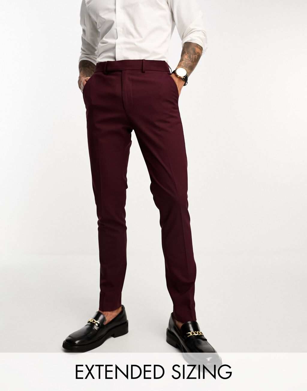

Бордовые костюмные брюки скинни ASOS DESIGN, Красный