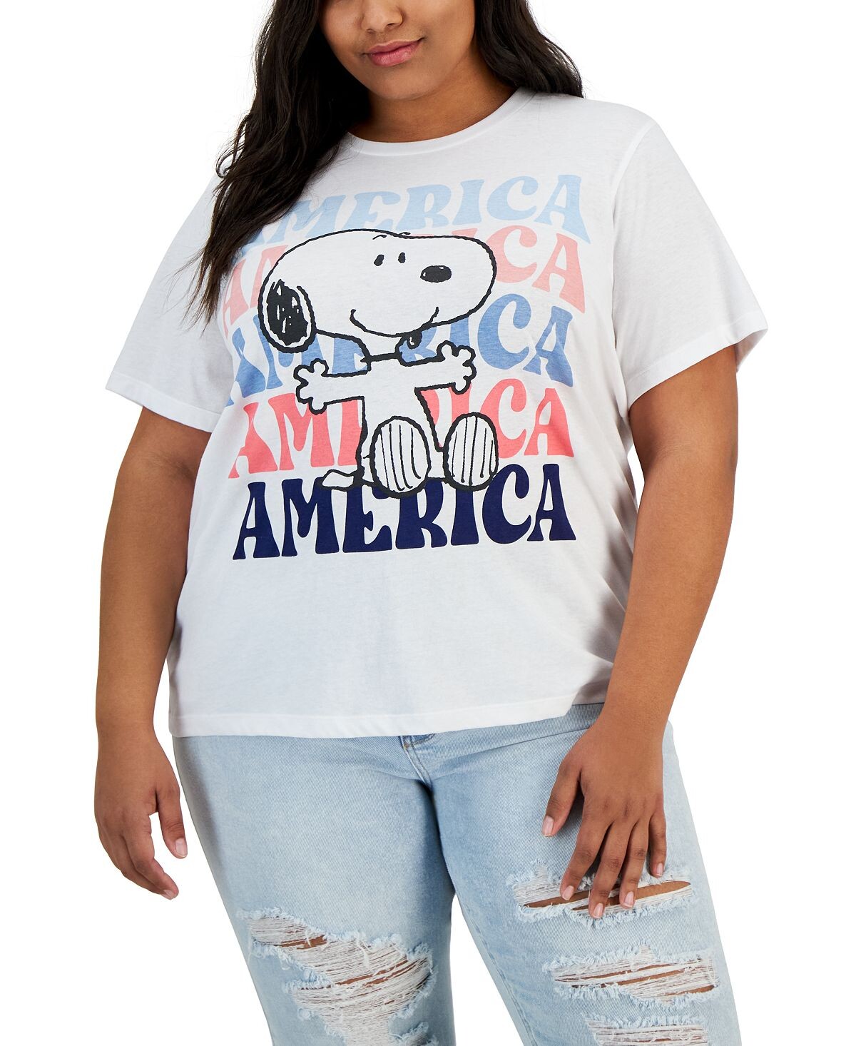 

Плюс размер Футболка с рисунком Snoopy America Grayson Threads Black, белый