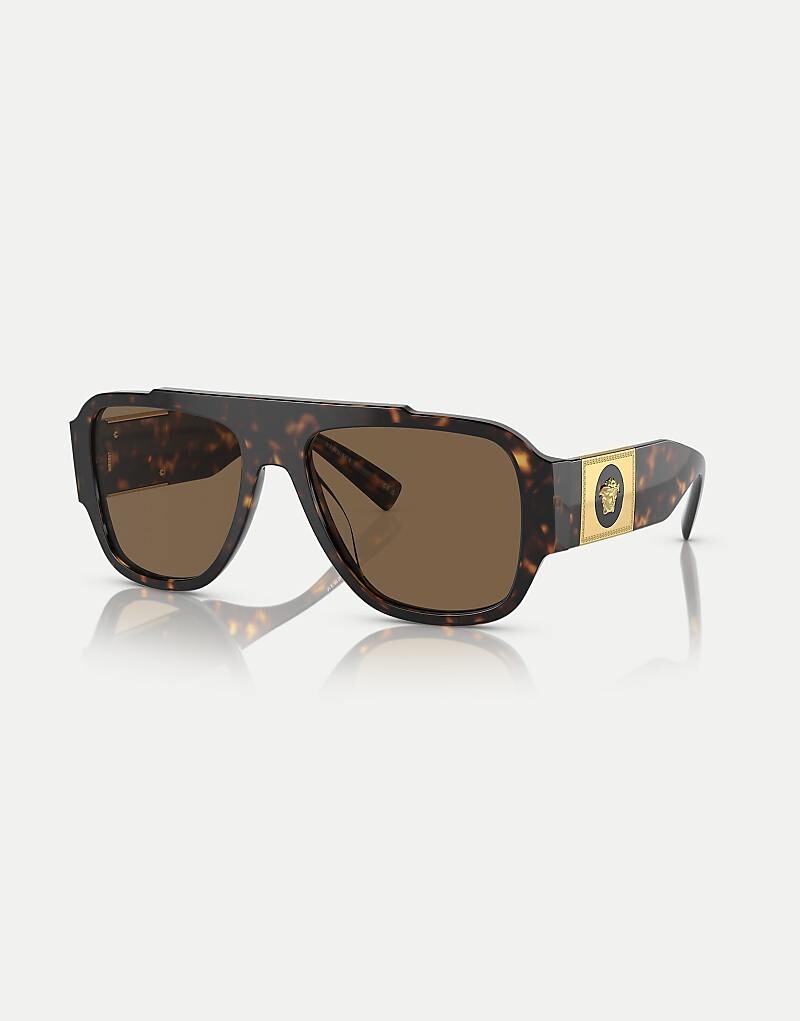 

Versace Ve4436u темно-коричневые прямоугольные солнцезащитные очки черепаховой расцветки с коричневыми линзами