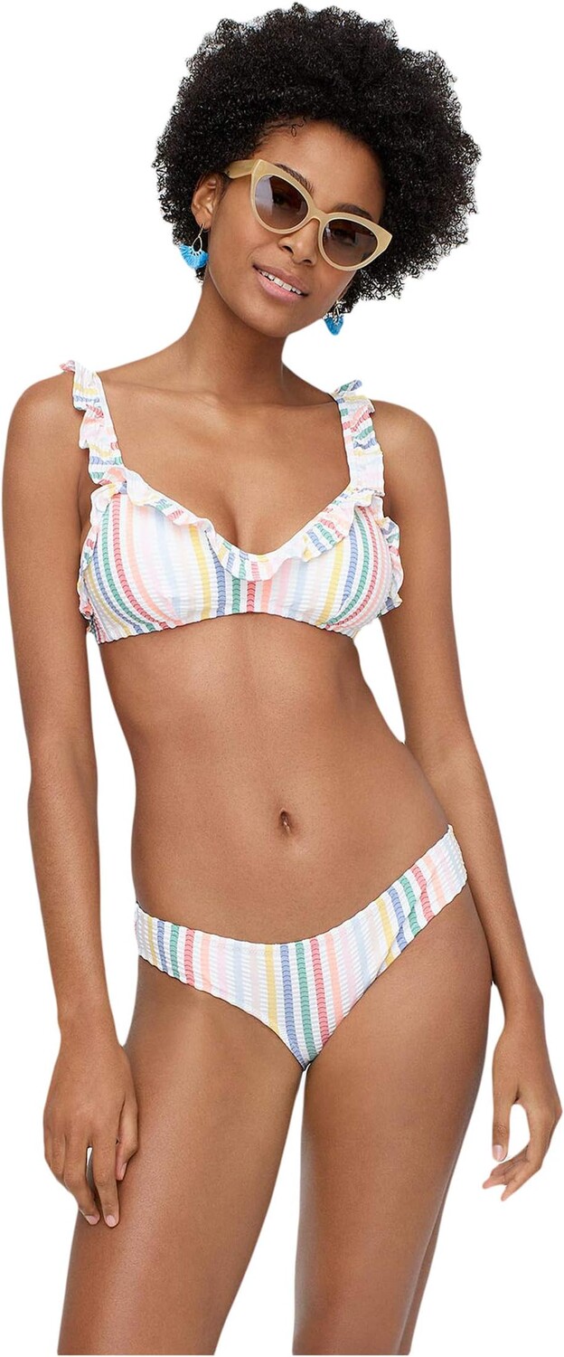 

Купальный топ J.Crew French Top with Ruffles, цвет Rainbow Seersucker/Rainbow