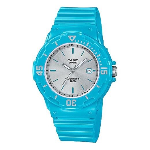 

Часы CASIO Quartz Waterproof Silver Surface Blue Resin Case Strap Watch Analog, синий