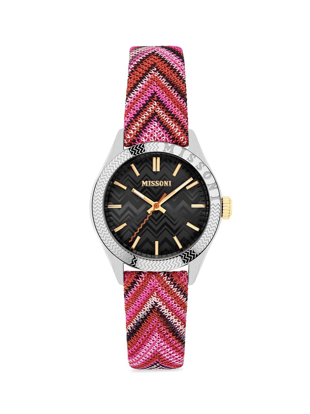 

Классические часы с ремешком из нержавеющей стали и ткани Missoni