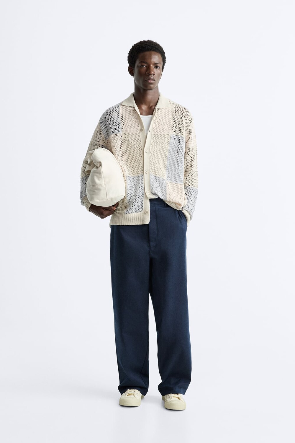

Фактурный кардиган крючком ZARA, серый