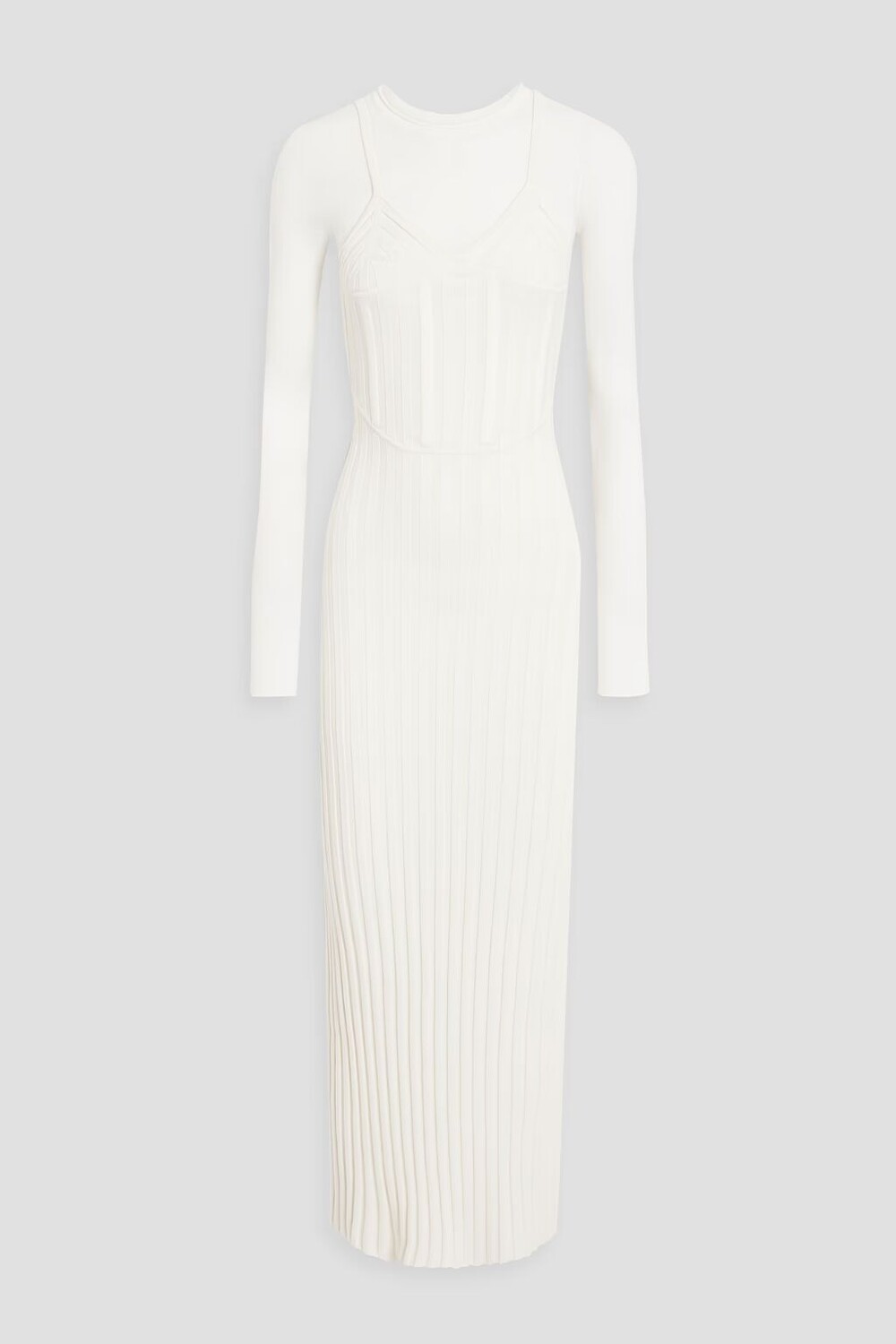 

Многослойное платье макси в рубчик из смесовой шерсти Dion Lee, слоновая кость