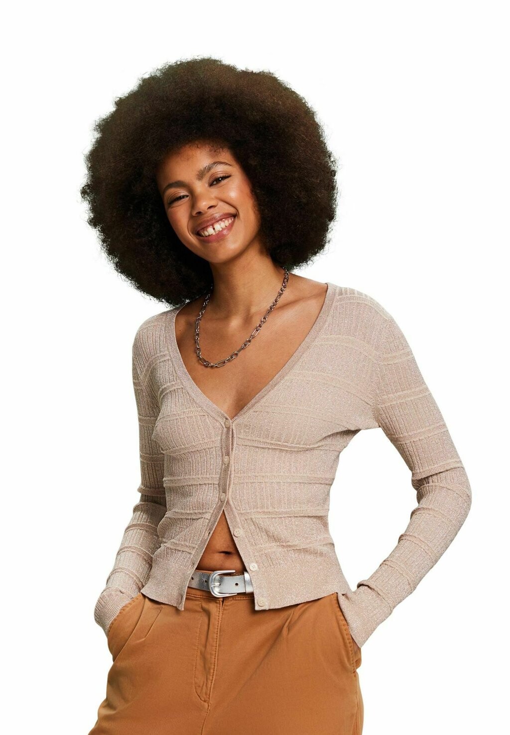 

Кардиган GLITTER V-NECK GLITZER- MIT V-AUSSCHNITT Esprit, цвет gold