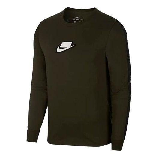 Футболка Men's Nike Logo Round Neck Pullover Long Sleeves Green T-Shirt, зеленый