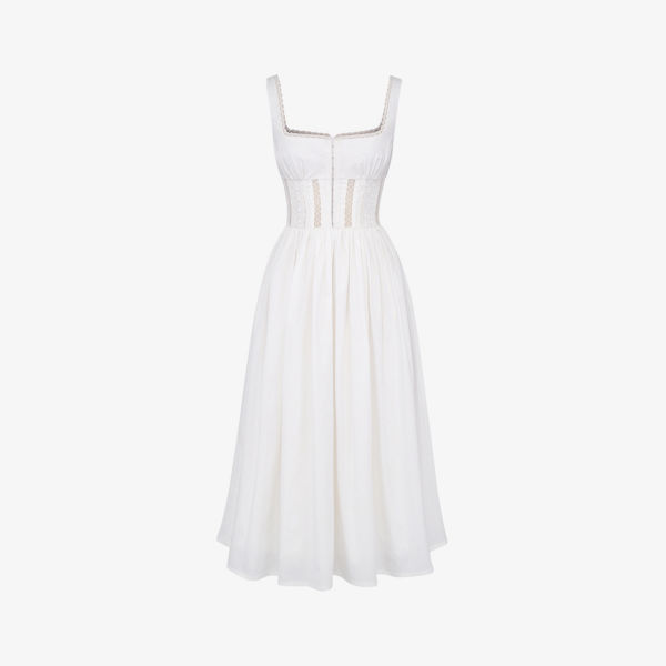 Платье миди Perle из эластичного хлопка с кружевной отделкой House Of Cb, белый лонгслив белый m house of leo